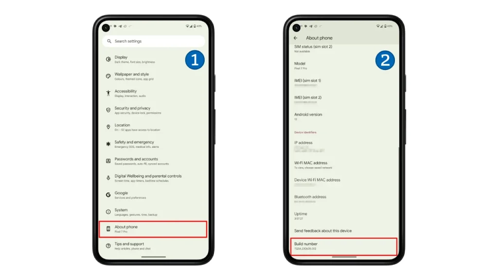 فعال کردن گزینه Developer Options